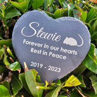 Personalisierte Gravierte Herzform Naturschiefer Pet Memorial Grave Marker Plaque - Wählen Sie Ihre Eigenen Worte Und Silhouette von theTbird