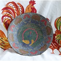 Vintage Messing Und Emaille Schale Mit Pfauen...messing Pfau Schale...sockelschale...champleve Schale Vintage Messing Und Emaille Schale Mit Pfauen...messing Pfau Schale...sockelschale...champleve Schale von theVINTAGEporter