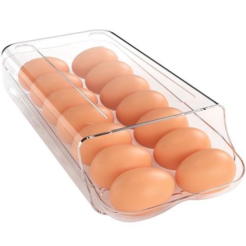 theaoo Eierhalter für Kühlschrank, automatischer Eierbehälter für Kühlschrank, transparenter Kunststoff-Eierspender, stapelbarer Eier-Organizer mit schnell herausnehmbarem Innenfach für Organizer und theaoo Eierhalter für Kühlschrank, automatischer Eierbehälter für Kühlschrank, transparenter Kunststoff-Eierspender, stapelbarer Eier-Organizer mit schnell herausnehmbarem Innenfach für Organizer und von theaoo