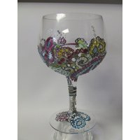 Handgemaltes Glas, Einzigartiges Design Im Paisley Stil, Gin Cocktailglas von theartstudioofglass