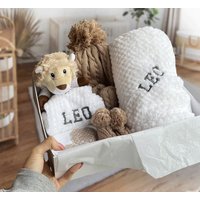 Personalisierte Neue Baby-Geschenk-Box, Neues Baby-Geschenk, Baby-Dusche-Geschenk, Baby-Geschenk-Decke, Löwe-Tröster von thebababee