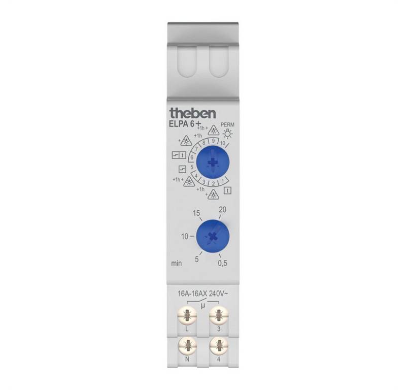 theben Schalter ELPA 6 plus 0060003 Treppenlicht-Zeitschalter, leise, blinkt vor Abschalten, Multifunktion, 0,5-20 min, TLZ von theben