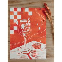 Handgefertigter Linoldruck/Cocktail Summer Drink Dina 4 Handgefertigter Linoldruck/Cocktail Summer Drink Dina 4 von theblankspaceHH