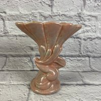 Vintage Gonder Keramik Vase Meliert Pink Und Blau Fan Style von thecherrychic