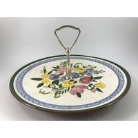 Vintage Handbemaltes Stangl Obst Und Blumen Serviertablett Mit Griff von thecherrychic