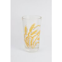 Vintage Klarglas Trinkglas Mit Gelbem Weizen Design von thecherrychic