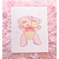 2-Köpfiger Rushton Bär Kunstdruck, Rushtons, Vintage Inspiriert, Geschenk, Kawaii, Rosa Ästhetik, Heulsuse, K-12, Melanie Martinez, Kinderzimmer von thecrystalsloth