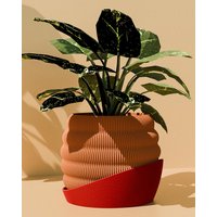 Hive Blumentopf Mit Untersetzer - Modernes Wellen-Design | 3D-Gedruckter Pflanztopf Boho Deko Pflanzgefäß Für Zimmerpflanzen von thedistinctshop