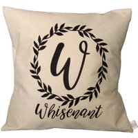 Bauernhaus Kissenhülle 18x18~Personalisierter Kranz Mit Initiale & Name~Einweihungsgeschenk~Canvas~Rustikal~Hochzeit~Dekokissen von thefloralpigpillows