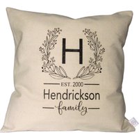 Bauernhaus Kissenhülle 18x18~ Personalisierter Kranz Mit Name & Etabliertem Datum~Canvas~Rustikal~Dekokissen Bauernhaus Kissenhülle 18x18~ Personalisierter Kranz Mit Name & Etabliertem Datum~Canvas~Rustikal~Dekokissen von thefloralpigpillows