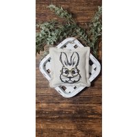 Mini 5"x5" Bauernkissen Für Gestuftes Tablett ~ Osterhase Mit Leopardendruck Brillenkissen Tieriertes Dekor Ostern von thefloralpigpillows