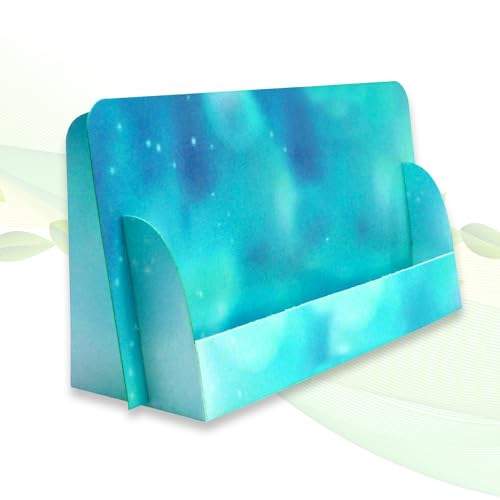 thefoldstands 5 faltbare FLYERSTÄNDER "blue Design" ökologische Prospektständer für DIN lang Flyer 10,5 x 21 cm horizontal, Prospekthalter aus eco - FSC- Karton, kurz-bis mittelfristigen Einsatz von thefoldstands