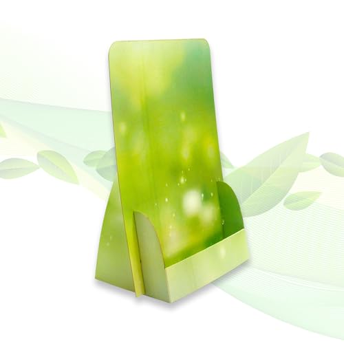 thefoldstands 5 faltbare FLYERSTÄNDER green Design ökologische Prospektständer für DIN A5 Flyer 14,8 x 21 cm vertikal, Prospekthalter aus eco - FSC- Karton, kurz-bis mittelfristigen Einsatz von thefoldstands