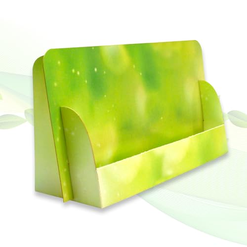 thefoldstands 5 faltbare FLYERSTÄNDER "green Design" ökologische Prospektständer für DIN lang Flyer 10,5 x 21 cm horizontal, Prospekthalter aus eco - FSC- Karton, kurz-bis mittelfristigen Einsatz von thefoldstands