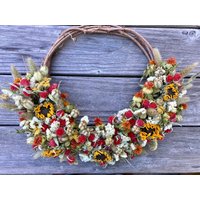 Sonnenblumenkranz, Erntedankfest, Herbstdeko Für Tür Oder Wand von thegarlicpeopleshop