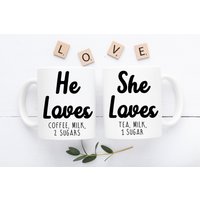 Personalisierte Paare Er Liebt Sie Becher Set Mit 2 Tassen Lustige Verheiratet Kaffee Teetasse Geschenke Für Ihn Ihre Frau Mann Seine & von thegiftedgenius