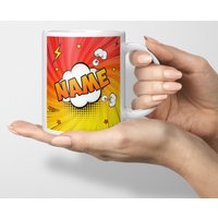 Personalisierte Comic-Buch-Tasse Für Mädchen/Jungen, Superhelden-stil, Kindertasse, Geschenk Kinder, Verschiedene Farben, Passender Untersetzer von thegiftedgenius
