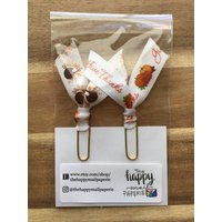 Set Von 2 Happy Thanksgiving Türkei Planer Clips Gold Büroklammer Journaling Herbst November von thehappymailpaperie