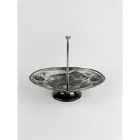 Antike Silberplatte Servierschale Schüssel Servierplatte Mit Griff, Meriden Britannia Pedestal Serveware von thekachdesign