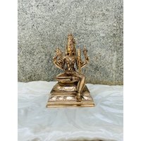 Handgefertigte 10 "Panchaloha Rajeshwari Devi Statue - Anpassbares Kupferidol, Traditionelle Methode, Südindien von thekayalcrafts