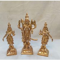 Handgemachte Panchaloha Lord Murugan Mit Valli Deivani - Set Von 3 Kupfer Idolen | 4 Inch von thekayalcrafts