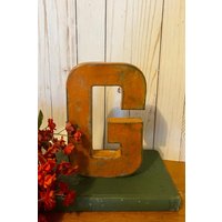 8-Zoll-Buchstabe G in Gebranntes Orange ~ Initialbuchstabe Buchstabe Beunruhigt Cottage Und Distressed Buchstaben Farbe Zahlen von thelittlebluehouse