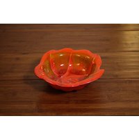 1970Er Jahre Orange & Grün Kalifornien Keramik Chip Dip Schale von thelivingroomvintage