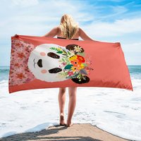 Blumen Panda Handtuch, Strandtuch Geschenk, Hochwertiges Mikrofaser Kinder Strandtuch, Lustiges Handtuch von thelucidlab