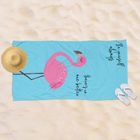 Flamingo Strandtuch, Strandtuch Geschenk, Hochwertiges Mikrofasertuch, C'est La Vie, Das Ist Leben, Rosa Blaues Handtuch von thelucidlab