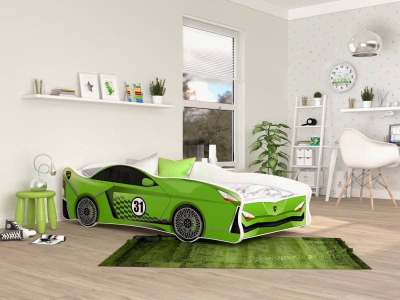 AJKmeble Autobett Kinderbett Jugendbett 80x160cm Gamerbett 18 DESIGNS WÄHLBAR (MADE IN EU - für Jungen und Mädchen, Paw Patrol Rennwagen, 160x80cm, beklebtes Spielbett für Ihr Kinderzimmer), VIELE DESIGNS WÄHLBAR von AJKmeble