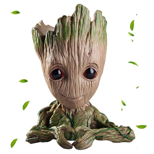 thematys Baby Groot Blumentopf 13x11,5x7cm - Authentische Spielfigur aus Filmklassikern, Actionfigur für Fans, Stiftehalter & Geschenkidee - Vielseitige Deko für Garten, Schreibtisch & Aquarium von thematys