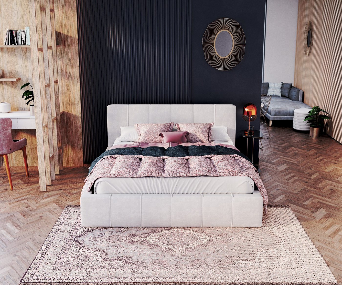 thematys Polsterbett Bett aus Velours Stauraumbett - TOPSELLER - MADE IN EU - (verfügbar 90x200 120x200 140x200 160x200 180x200cm, Bettrahmen, Bett, Optional mit Matratze bestellbar, mit großen gepolsterten Kopfteil, mit Bettkasten zum aufklappen), Metallrahmen mit Lattenrost, hydraulische Klappfunktion für Stauraum thematys Polsterbett Bett aus Velours Stauraumbett - TOPSELLER - MADE IN EU - (verfügbar 90x200 120x200 140x200 160x200 180x200cm, Bettrahmen, Bett, Optional mit Matratze bestellbar, mit großen gepolsterten Kopfteil, mit Bettkasten zum aufklappen), Metallrahmen mit Lattenrost, hydraulische Klappfunktion für Stauraum von thematys