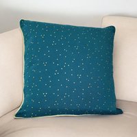 Entenblauer Kissenbezug Aus Doppelter Gaze Mit Goldenen Punkten von theoetcielaboutique