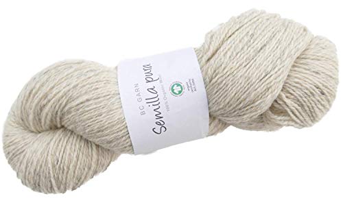 BC Garn Semilla Pura Farbe PUR03 natur grau, Biowolle GOTS, Naturwolle unbehandelt ungefärbt, 100% organic wool, 100g reine Schurwolle zum Stricken & Häkeln von theofeel