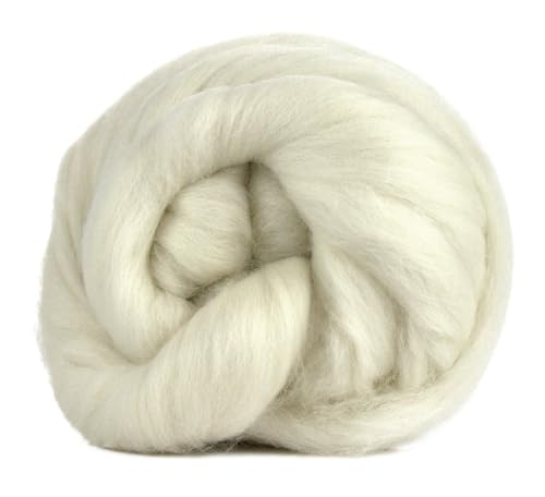Kammzug Wolle zum Filzen, Spinnen, Weben, Färben, Fasern aus Merinowolle superfine, 16,5 mic, weiß (weiss, 500 g) von theofeel