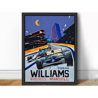 Williams Racing Tribute- George Russell, Nigel Mansell - Formel 1 Kunstdruck F1 von theoldarthouse