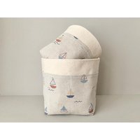 Utensilo Set "Boote" Canvas Baumwolle Organizer Korb Schreibtisch Badezimmer Wickeltisch Auto Bulli Bus Van Life Camping Organiser Reise von thereyougrow