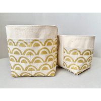 Utensilo Set "Gold Waves" Canvas Baumwolle Organizer Korb Schreibtisch Badezimmer Wickeltisch Auto Bulli Bus Van Life Organiser Reise von thereyougrow
