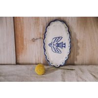 Keramikteller Oval, Vogel, Hase Und Blumen, Schmuckschale, Seifenschale, Gewürzschale, Wasabi Ingwerteller, Ringteller von therootfolks