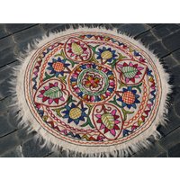 Boho Wollteppich - Filz Teppich Handbestickt Aus Kashmir Namda Woll Schlafzimmer Teppich Wandtteppich von theshantihome