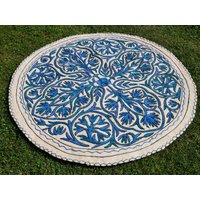 Boho Wollteppich - Filz Teppich Handbestickter Kashmiri Namda Schlafzimmer Oder Wohnzimmer Akzent von theshantihome
