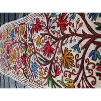 Boho Wollteppich - Läufer- Filz Teppich Handbestickt Aus Kashmir Namda Schlazfimmerteppich Wandtteppich Orient von theshantihome