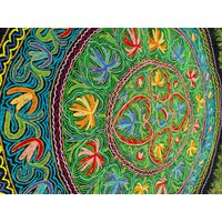 Runder Woll Teppich Kashmiri Namda Hand Gefilzt Und Bestickt | Blumenmuster Mandala Bunter Für Schlafzimmer Oder Wohnzimmer von theshantihome