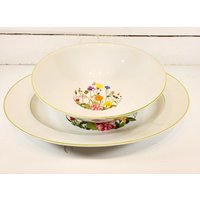 Wonderland Von Denby-Langley Fine China, Servierschale Und Platte, Discountinued Vintage 1974, Made in Portugal von thesqueakycupboard