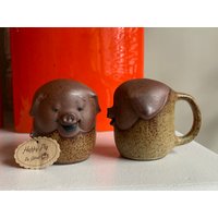 Unbenutzte Vintage Uctci Happy Pig Salz - Und Pfefferstreuer Mit Griffen von thethingfinders