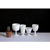 4Er Set Weiße Kelche - Weingläser Weiße Gläser Weißwein Verschiedene Milchglas-Gläser Milchglas Hochzeit von theturtleroad