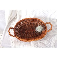 Ovales Tablett Mit Henkeln - Schilfkorb Tablettkorb Großes Boho Korb Korbtablett Serviertablett Geschenk von theturtleroad