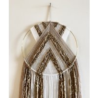 Beige Und Hellbrauner Garn Hoop Wandbehang/Makramee Kinderzimmer Wohnheim Dekor Moderne Boho von thetwistedthreadco