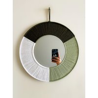 Grüner Und Weißer Makramee Spiegel/Garn Wandbehang Kinderzimmer Wohnheim Dekor Boho von thetwistedthreadco