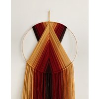 Senfrote Und Braune Wollreifen Wandbehang/Makramee-Wandbehang Modernes Boho-Dekor von thetwistedthreadco